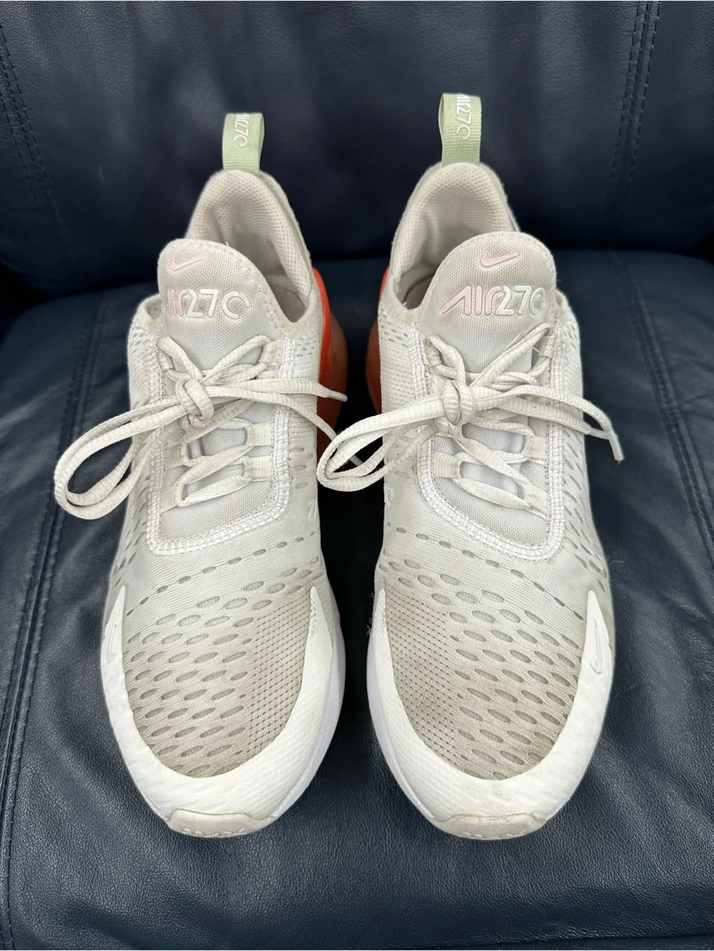 Nike Kids' Air Max 270 Beige Orange running shoes size 7y youth Gradeschool